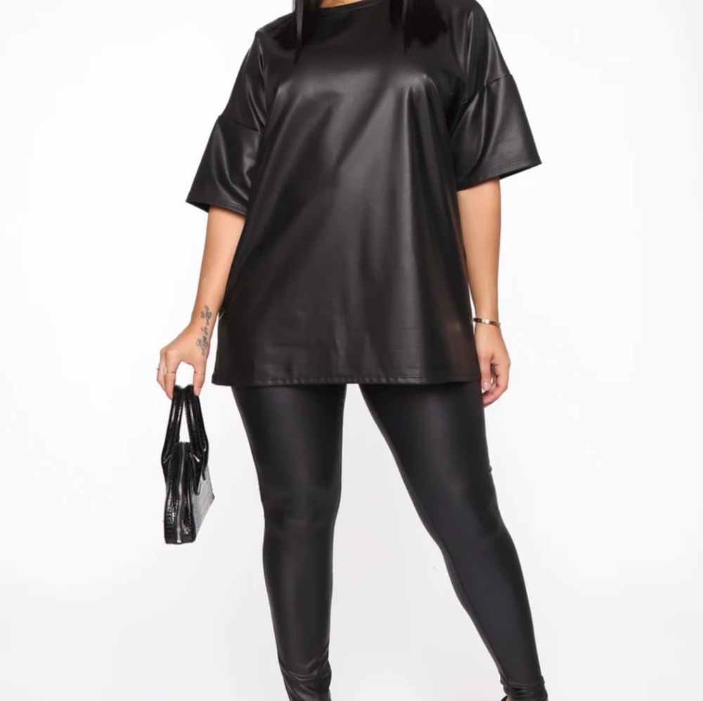 Forever 21 Faux Leather 2 Piece Legging/Pant Set